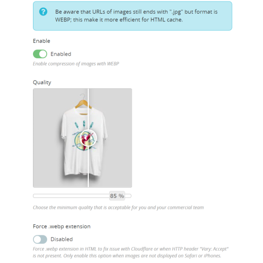 Una configurazione semplicissima del modulo WEBP di Prestashop